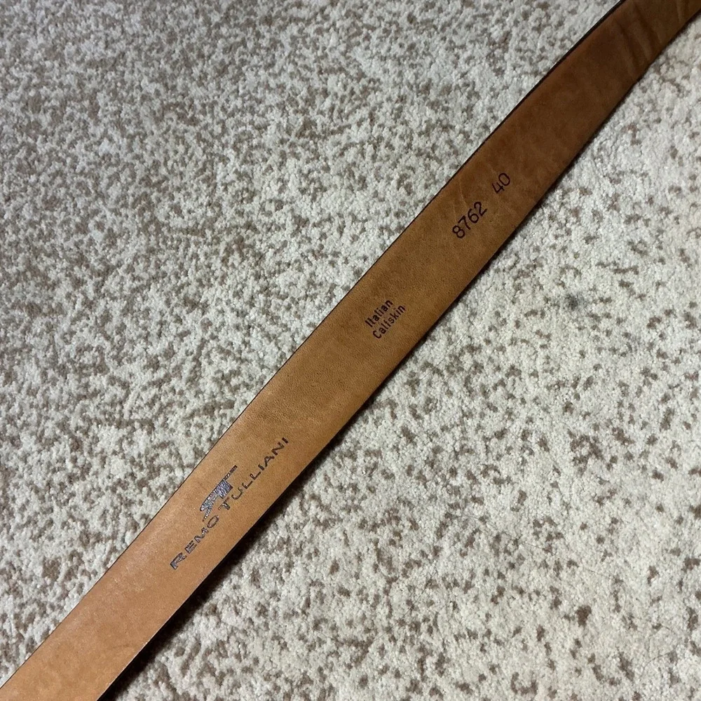 Remo Tulliani Mens Brown Italian Calfskin Leather Belt Diamond Embossed‎ 8762 40